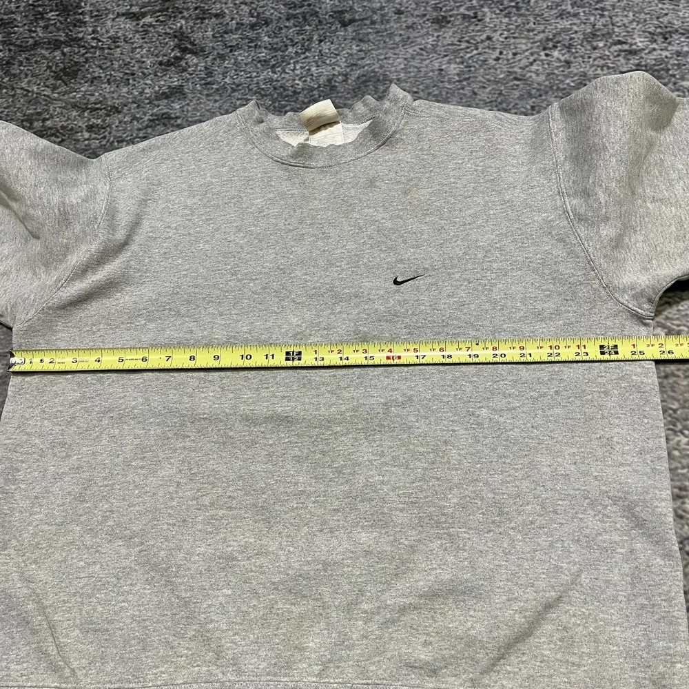 Vintage‎ 90s Nike Sweatshirt Mens XL Gray Mini Swoosh Embroidered Crewneck